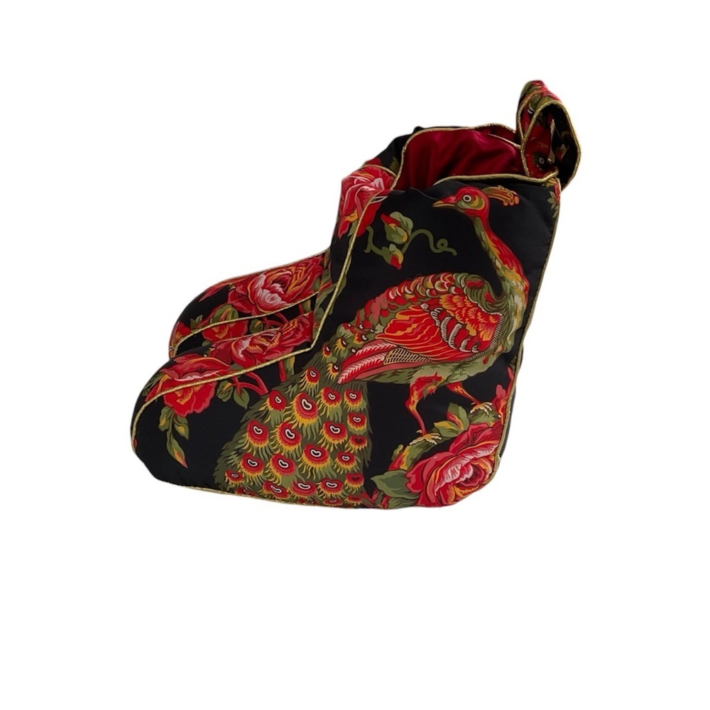 RussianTraditional House Boots Sz 5 (30-35) Multicolor Roses Peacock Cozy Artsy